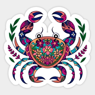 Floral Crab Sticker